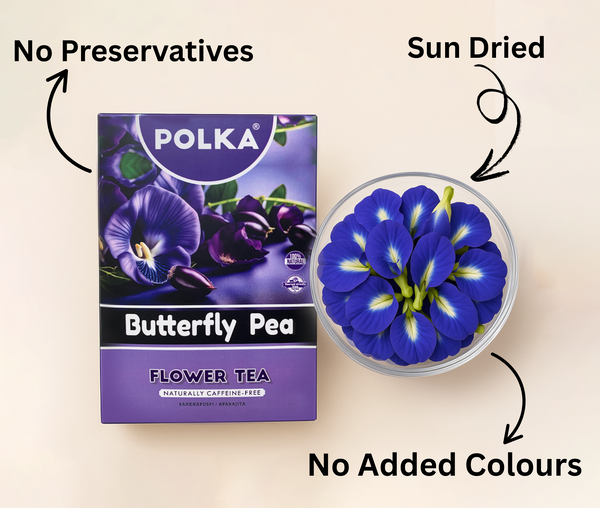 Polka Butterfly Pea Flower Tea (Sankhpushpi/Aparajita) (200gms)